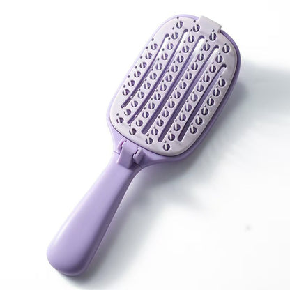 Folding Self-Cleaning Hair Styling Comb