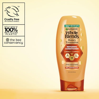 Garnier Whole Blends Honey Treasures Repairing Conditioner, for Dry, Damaged Hair, 3 Fl Oz (Travel Size), 1 Count (Packaging May Vary)