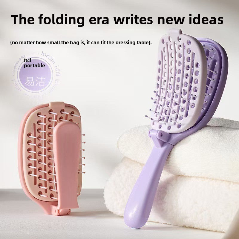 Folding Self-Cleaning Hair Styling Comb