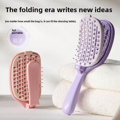 Folding Self-Cleaning Hair Styling Comb