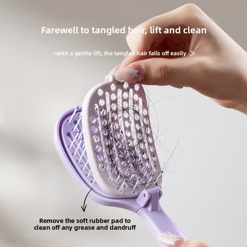 Folding Self-Cleaning Hair Styling Comb