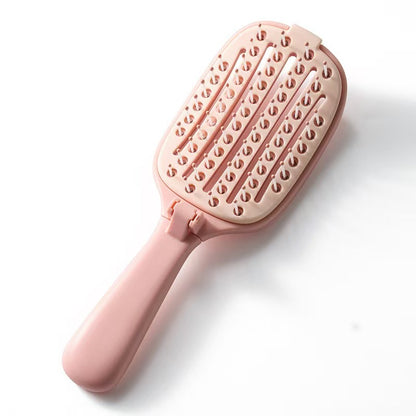 Folding Self-Cleaning Hair Styling Comb