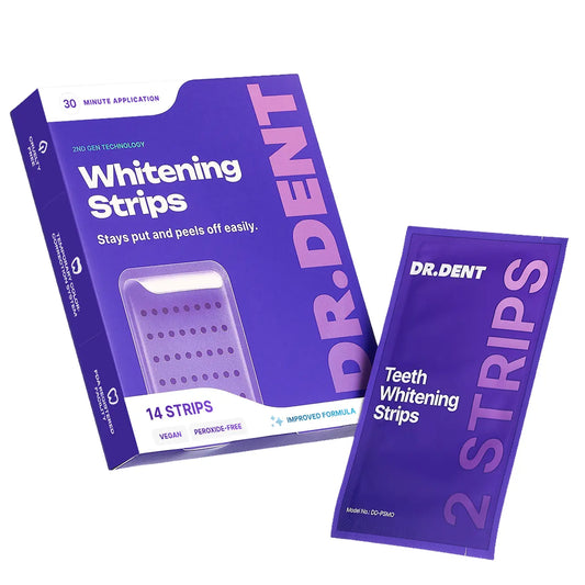 Experience a Radiant Smile with DRDENT Purple Teeth Whitening Strips - 14 or 42 Sessions of Gentle, Peroxide-Free Whitening for Sensitive Teeth