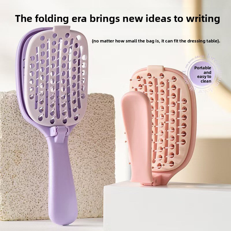 Folding Self-Cleaning Hair Styling Comb