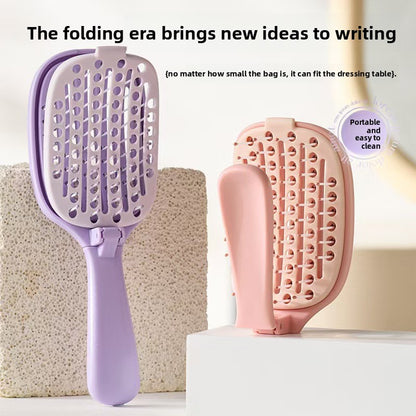 Folding Self-Cleaning Hair Styling Comb